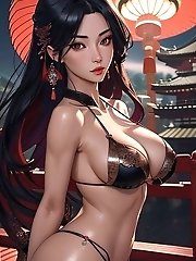 This is a cute Chinese girl in the temple created by an AI model