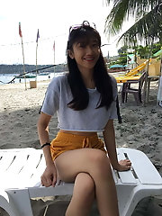 Astonishing oriental GF is showing off her hooters